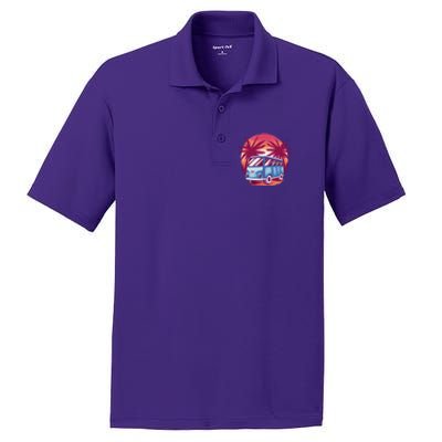 Retro Van Sunset Beach PosiCharge RacerMesh Polo