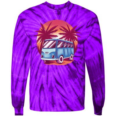 Retro Van Sunset Beach Tie-Dye Long Sleeve Shirt