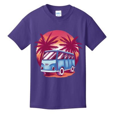 Retro Van Sunset Beach Kids T-Shirt