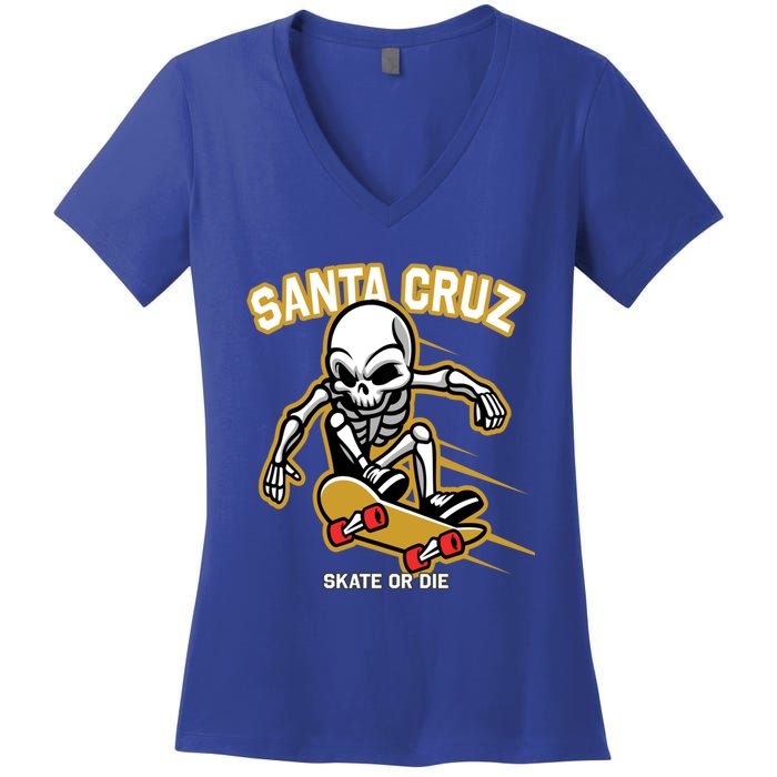 Retro Vintage Street Wear Skull Gift Women's V-Neck T-Shirt