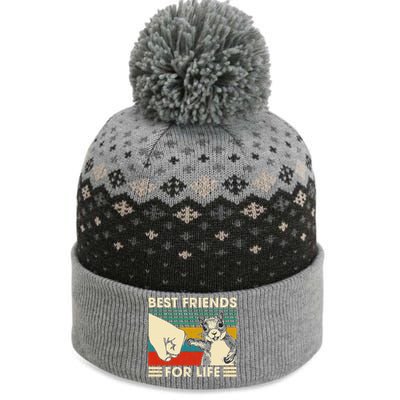 Retro Vintage Squirrel Best Friend For Life Fist Bump The Baniff Cuffed Pom Beanie