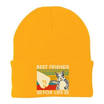 Retro Vintage Squirrel Best Friend For Life Fist Bump Knit Cap Winter Beanie