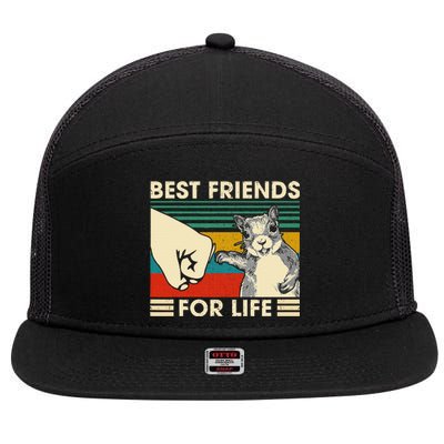 Retro Vintage Squirrel Best Friend For Life Fist Bump 7 Panel Mesh Trucker Snapback Hat