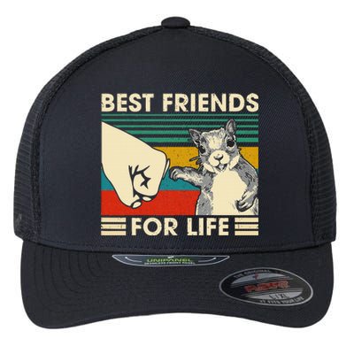 Retro Vintage Squirrel Best Friend For Life Fist Bump Flexfit Unipanel Trucker Cap