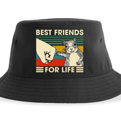 Retro Vintage Squirrel Best Friend For Life Fist Bump Sustainable Bucket Hat