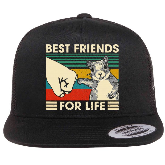 Retro Vintage Squirrel Best Friend For Life Fist Bump Flat Bill Trucker Hat