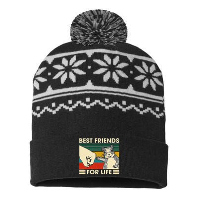 Retro Vintage Squirrel Best Friend For Life Fist Bump USA-Made Snowflake Beanie