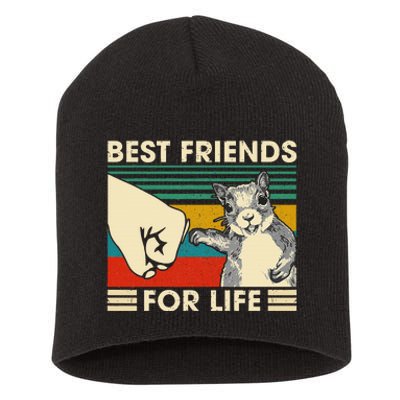 Retro Vintage Squirrel Best Friend For Life Fist Bump Short Acrylic Beanie