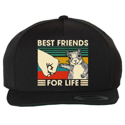 Retro Vintage Squirrel Best Friend For Life Fist Bump Wool Snapback Cap