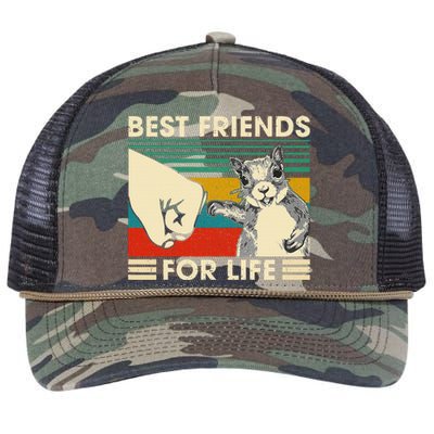 Retro Vintage Squirrel Best Friend For Life Fist Bump Retro Rope Trucker Hat Cap