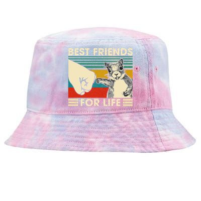 Retro Vintage Squirrel Best Friend For Life Fist Bump Tie-Dyed Bucket Hat