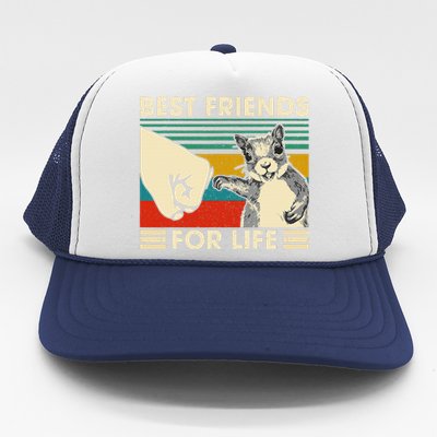 Retro Vintage Squirrel Best Friend For Life Fist Bump Trucker Hat