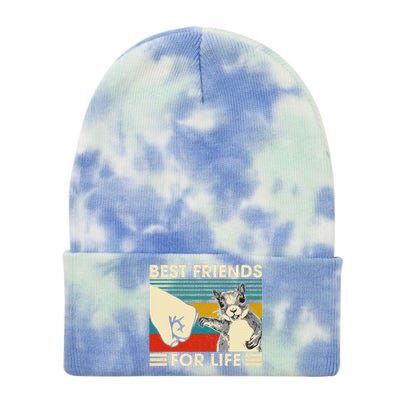 Retro Vintage Squirrel Best Friend For Life Fist Bump Tie Dye 12in Knit Beanie