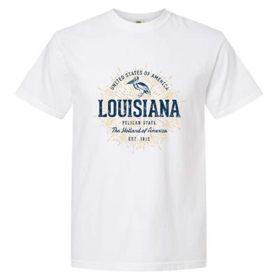 Retro Vintage State Of Louisiana Cool Gift Garment-Dyed Heavyweight T-Shirt