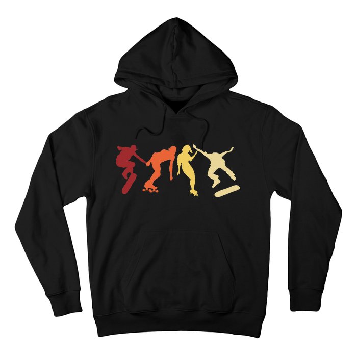 Retro Vintage Skateboard Skater Gifts Skate Boarding Hoodie