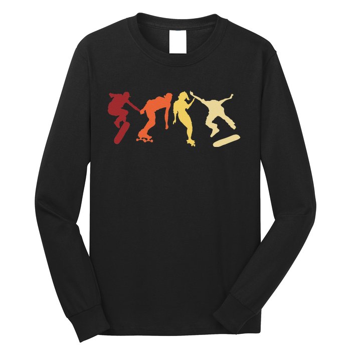 Retro Vintage Skateboard Skater Gifts Skate Boarding Long Sleeve Shirt