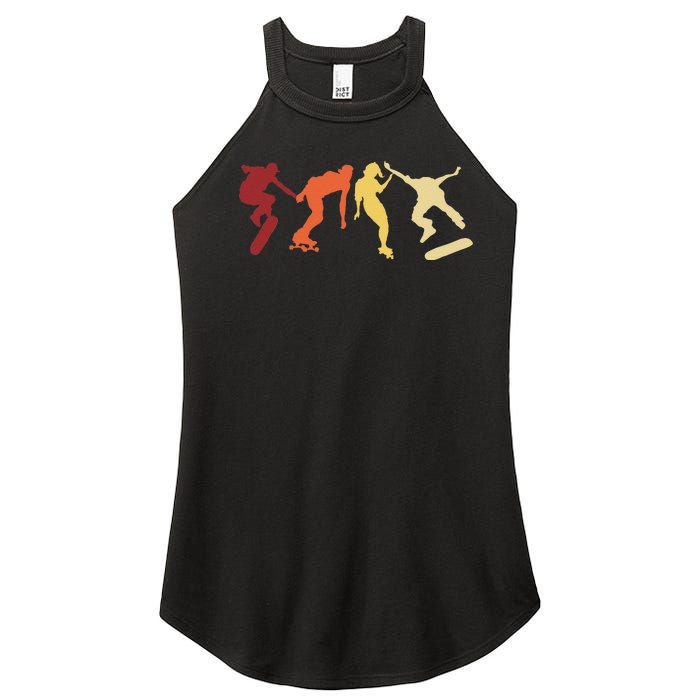 Retro Vintage Skateboard Skater Gifts Skate Boarding Women’s Perfect Tri Rocker Tank