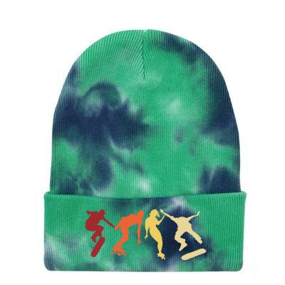 Retro Vintage Skateboard Skater Gifts Skate Boarding Tie Dye 12in Knit Beanie