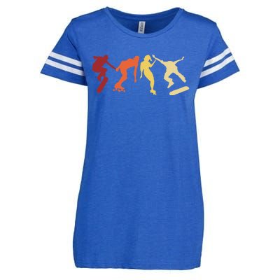 Retro Vintage Skateboard Skater Gifts Skate Boarding Enza Ladies Jersey Football T-Shirt