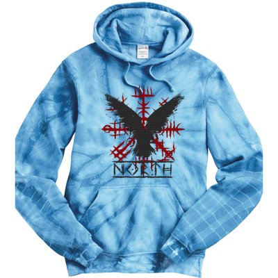 Retro Viking Symbol Nordic Raven Celtic Symbol North Tie Dye Hoodie