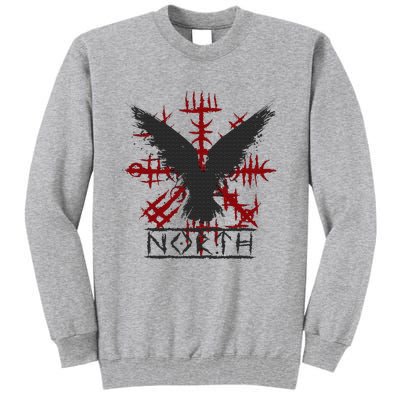 Retro Viking Symbol Nordic Raven Celtic Symbol North Tall Sweatshirt