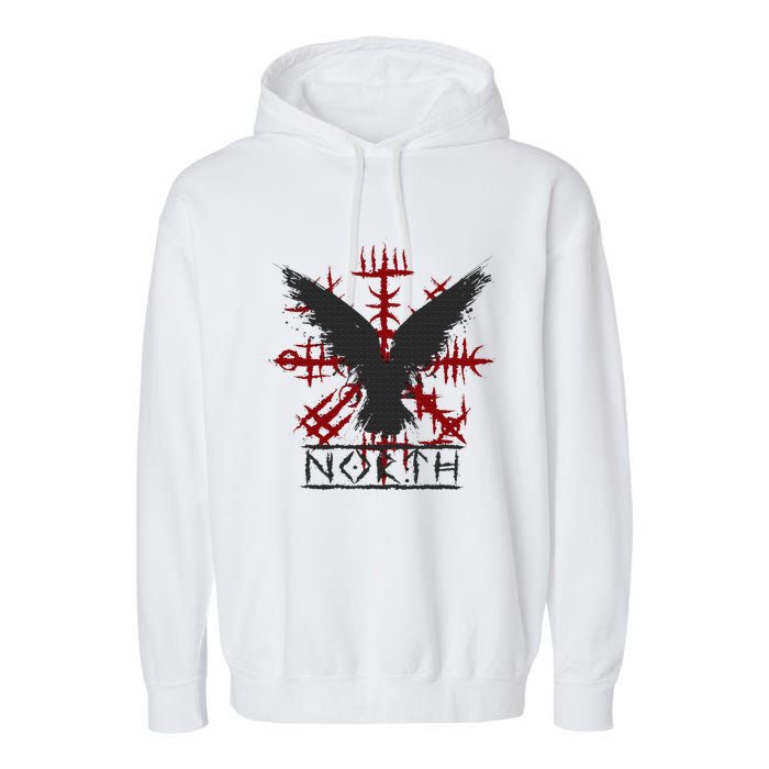 Retro Viking Symbol Nordic Raven Celtic Symbol North Garment-Dyed Fleece Hoodie