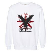 Retro Viking Symbol Nordic Raven Celtic Symbol North Garment-Dyed Sweatshirt