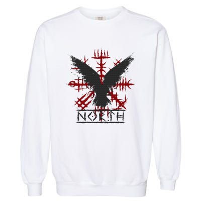 Retro Viking Symbol Nordic Raven Celtic Symbol North Garment-Dyed Sweatshirt