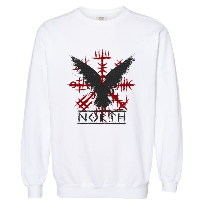 Retro Viking Symbol Nordic Raven Celtic Symbol North Garment-Dyed Sweatshirt