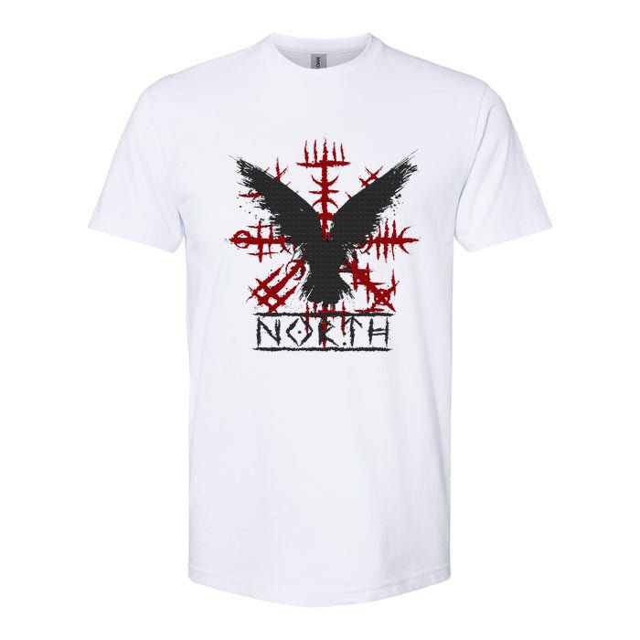 Retro Viking Symbol Nordic Raven Celtic Symbol North Softstyle CVC T-Shirt