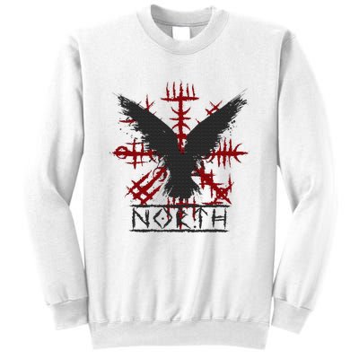 Retro Viking Symbol Nordic Raven Celtic Symbol North Sweatshirt