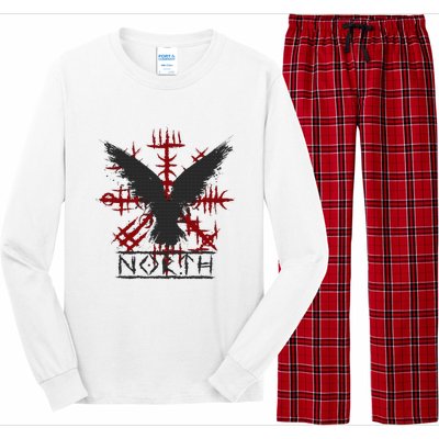 Retro Viking Symbol Nordic Raven Celtic Symbol North Long Sleeve Pajama Set