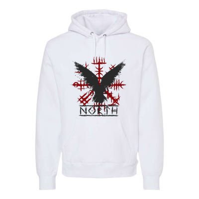 Retro Viking Symbol Nordic Raven Celtic Symbol North Premium Hoodie