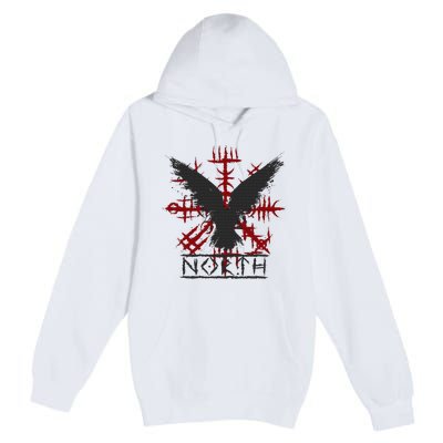 Retro Viking Symbol Nordic Raven Celtic Symbol North Premium Pullover Hoodie