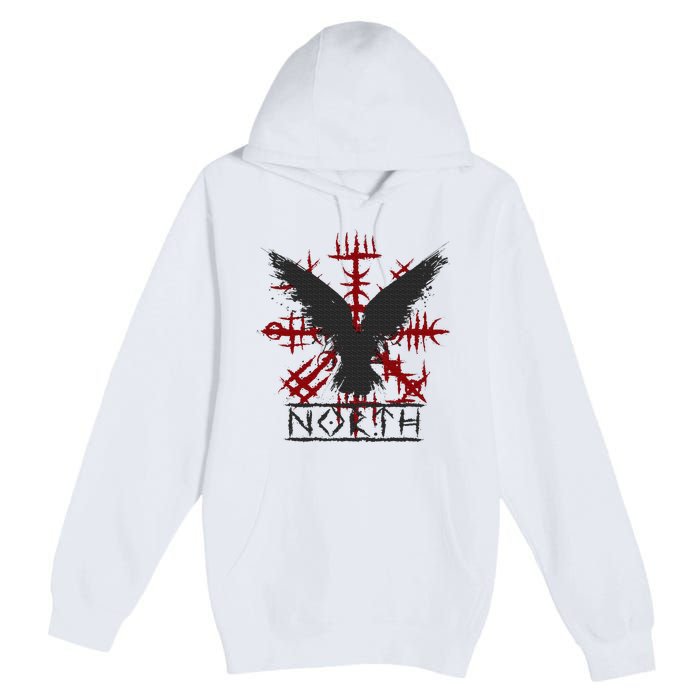 Retro Viking Symbol Nordic Raven Celtic Symbol North Premium Pullover Hoodie