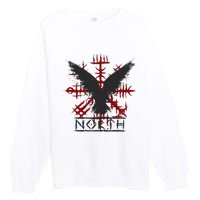 Retro Viking Symbol Nordic Raven Celtic Symbol North Premium Crewneck Sweatshirt