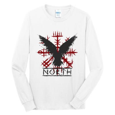 Retro Viking Symbol Nordic Raven Celtic Symbol North Tall Long Sleeve T-Shirt