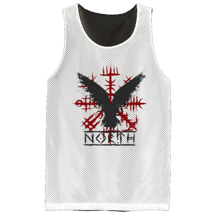 Retro Viking Symbol Nordic Raven Celtic Symbol North Mesh Reversible Basketball Jersey Tank