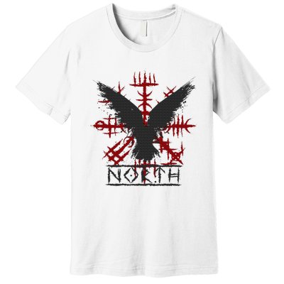 Retro Viking Symbol Nordic Raven Celtic Symbol North Premium T-Shirt