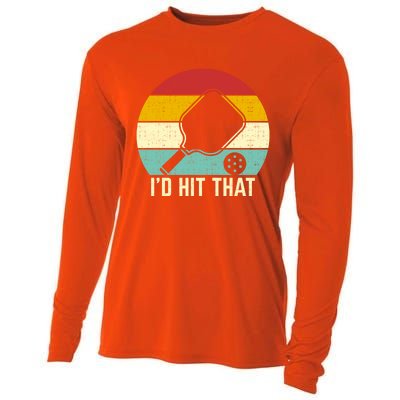 Retros Vintage Sunset Paddle ID Hit That Pickleball Player Gift Cooling Performance Long Sleeve Crew