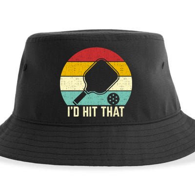 Retros Vintage Sunset Paddle ID Hit That Pickleball Player Gift Sustainable Bucket Hat