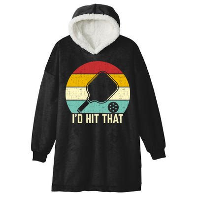 Retros Vintage Sunset Paddle ID Hit That Pickleball Player Gift Hooded Wearable Blanket
