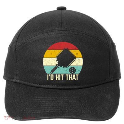 Retros Vintage Sunset Paddle ID Hit That Pickleball Player Gift 7-Panel Snapback Hat