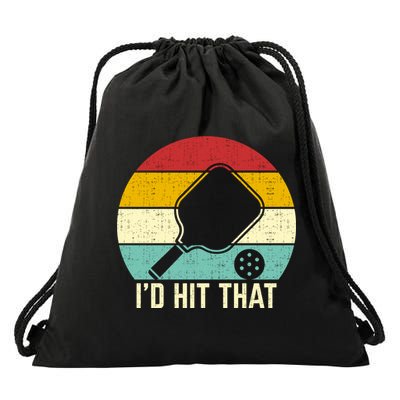 Retros Vintage Sunset Paddle ID Hit That Pickleball Player Gift Drawstring Bag