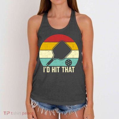 Retros Vintage Sunset Paddle ID Hit That Pickleball Player Gift Women's Knotted Racerback Tank