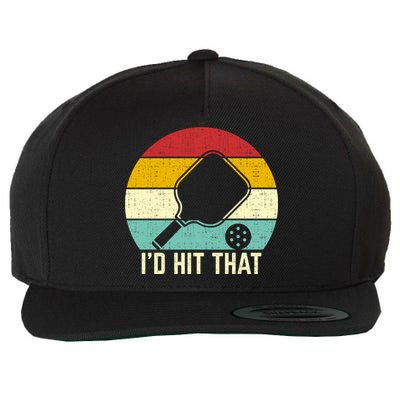 Retros Vintage Sunset Paddle ID Hit That Pickleball Player Gift Wool Snapback Cap