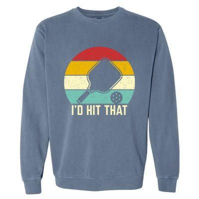 Retros Vintage Sunset Paddle ID Hit That Pickleball Player Gift Garment-Dyed Sweatshirt