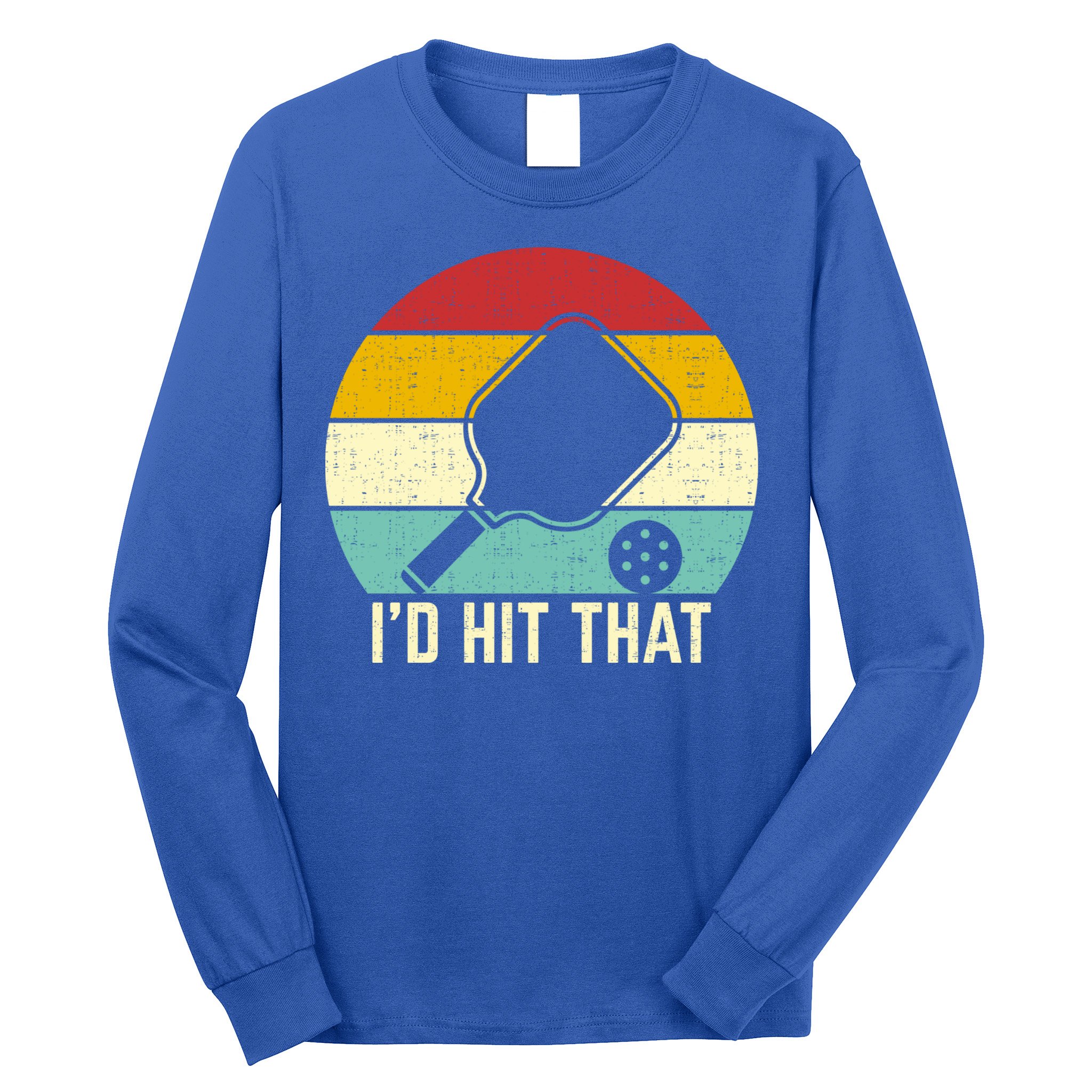 Retros Vintage Sunset Paddle ID Hit That Pickleball Player Gift Long Sleeve Shirt