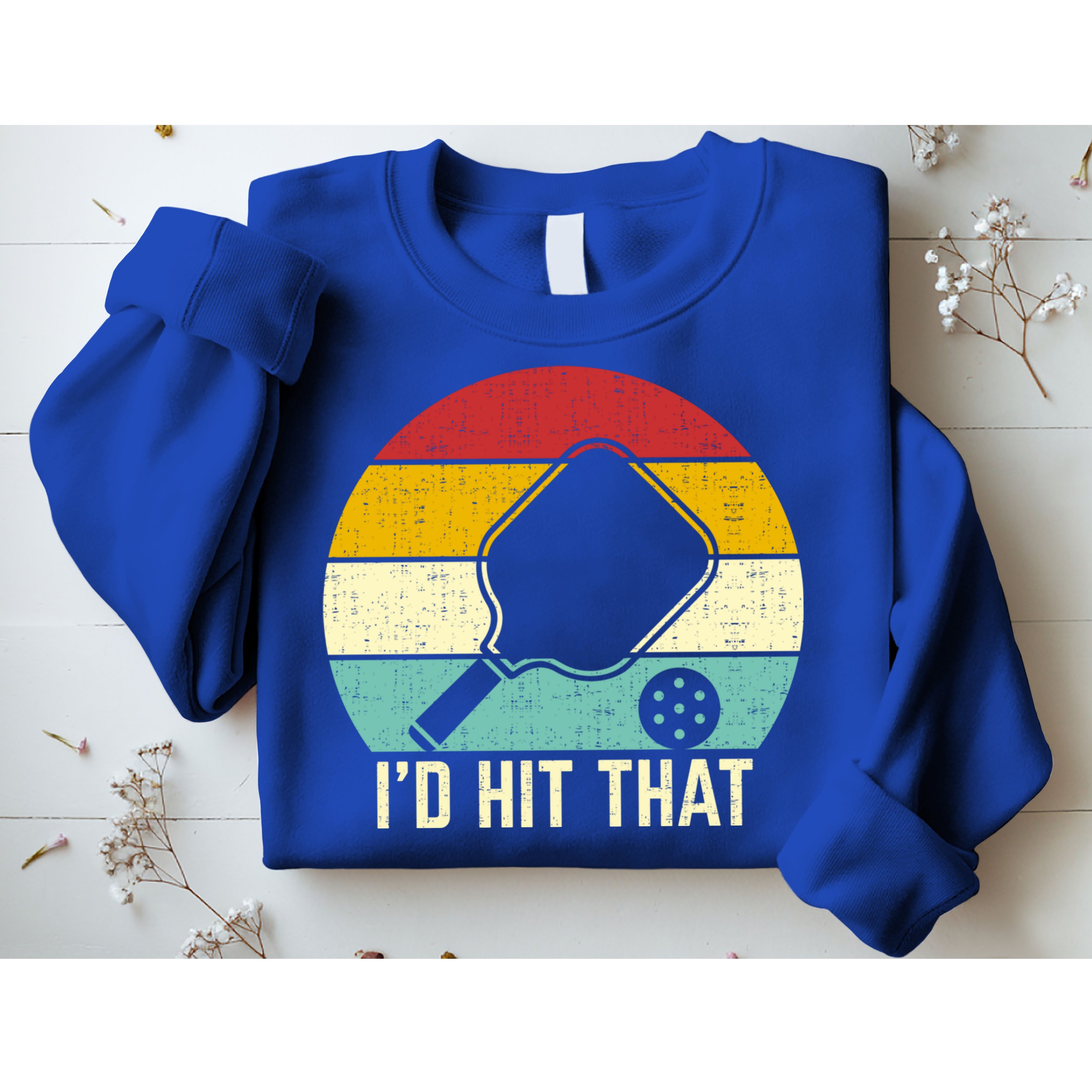 Retros Vintage Sunset Paddle ID Hit That Pickleball Player Gift Sweatshirt