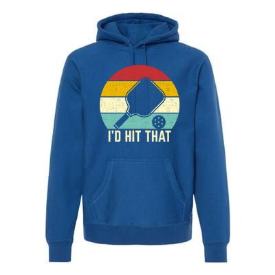 Retros Vintage Sunset Paddle ID Hit That Pickleball Player Gift Premium Hoodie